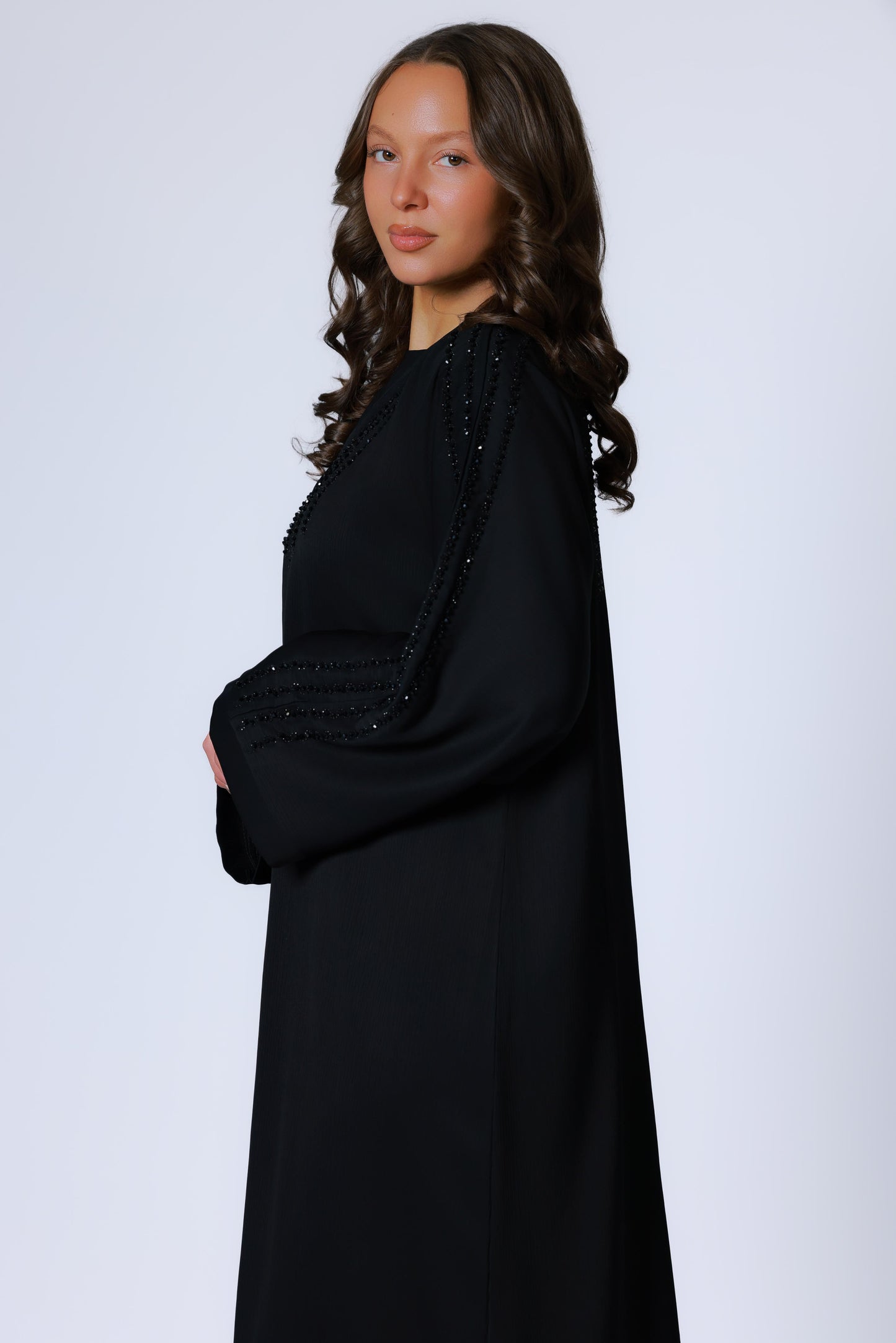 Zwarte abaya met steentjes
