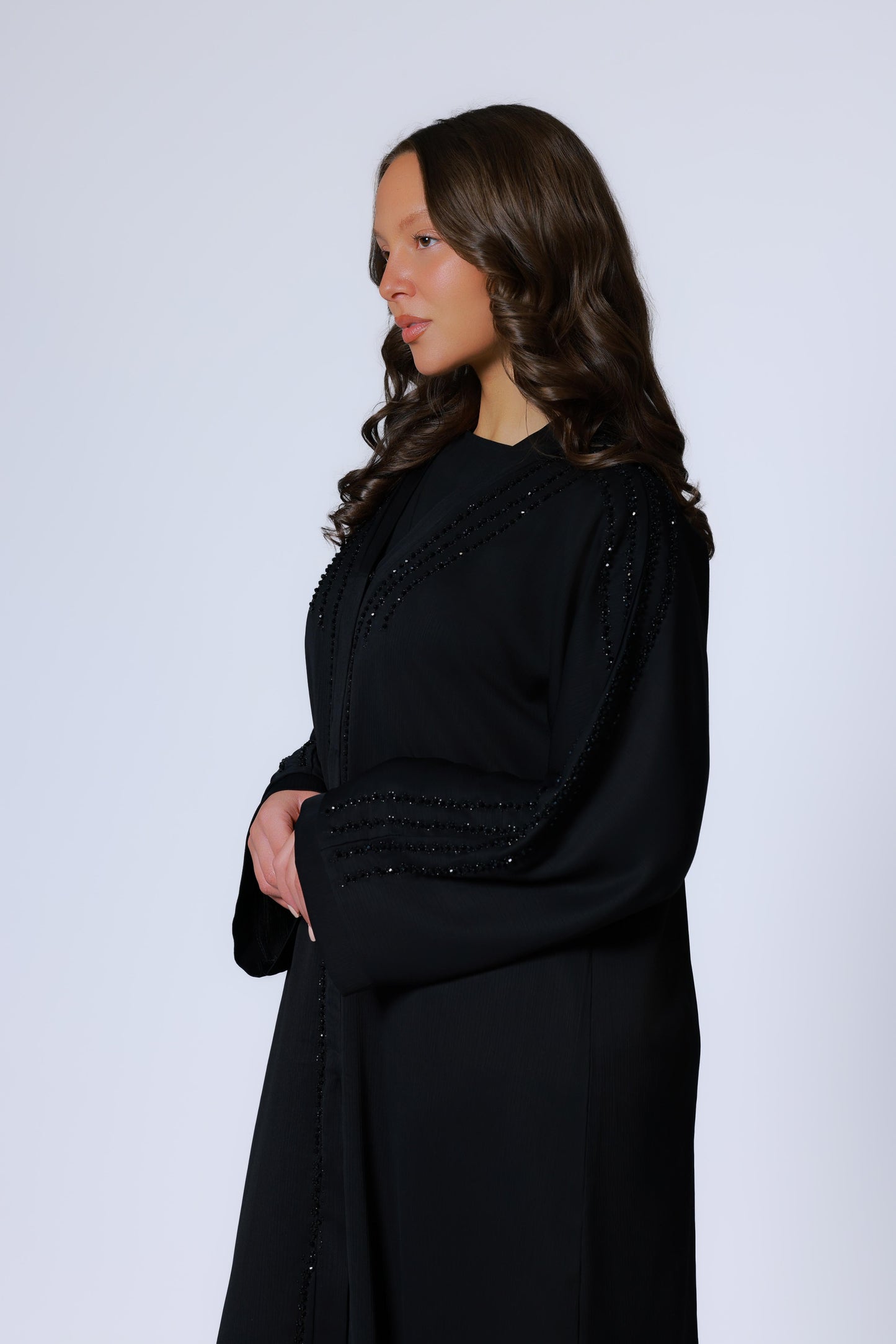 Zwarte abaya voor dames met moderne kimono-look